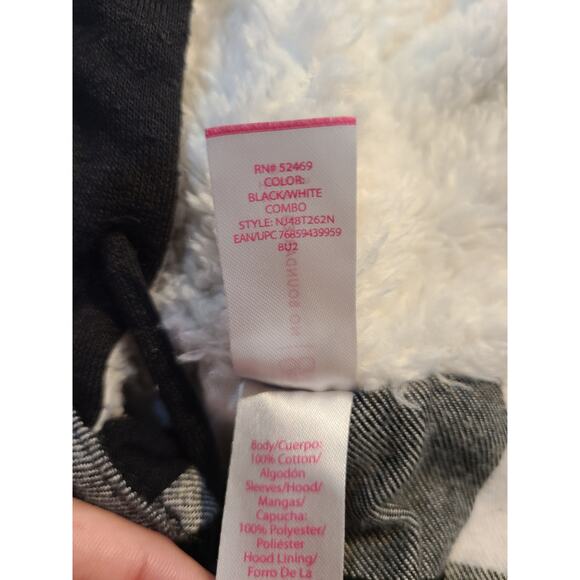 No boundaries small juniors black and white checkered button down fleece hood - Picture 5 of 9